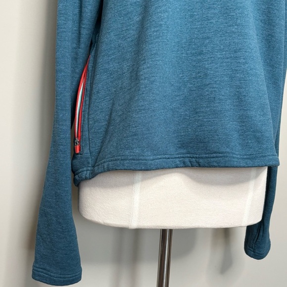 Kari Traa Blue and Red-Orange Fleece Mid Layer Quarter-zip Top, XL - Picture 3 of 12